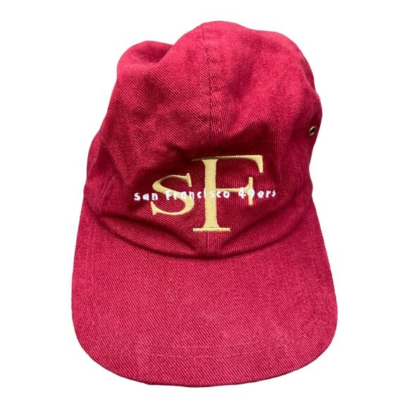 Vintage San Francisco 49ers Hat Cap‎ Spell out Embroidery Adjustable Red - Picture 1 of 7